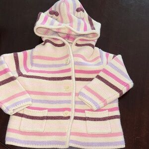 GAP Baby Striped Knit Cardigan - Pink, Purple, Cream